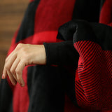 Oversized Giant Blanket Hoodie Red/Black Large Checker