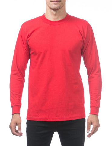 Pro Club Heavy Weight  Long Sleeve T Shirts RED