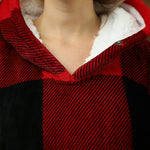 Oversized Giant Blanket Hoodie Red/Black Large Checker